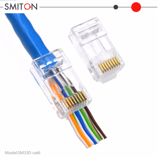 8p8c 3u 10u 30u End Pass Through RJ45 Crimp Tool Pass Through Cat5e CAT6 Connector RJ45