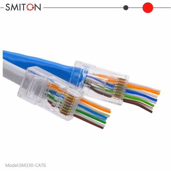 8p8c 3u 10u 30u End Pass Through RJ45 Crimp Tool Pass Through Cat5e CAT6 Connector RJ45
