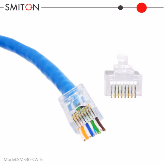 8p8c 3u 10u 30u End Pass Through RJ45 Crimp Tool Pass Through Cat5e CAT6 Connector RJ45