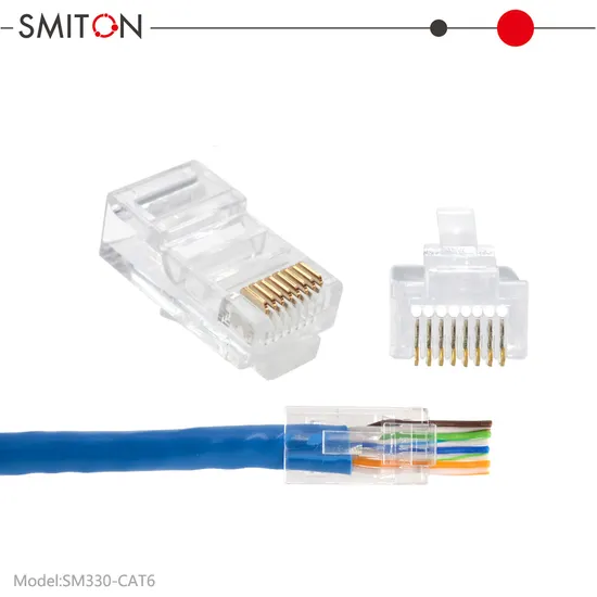 Ez RJ45 UTP Cat 6 Modular Plug 8p8c Ethernet Plug Pass Through Connector
