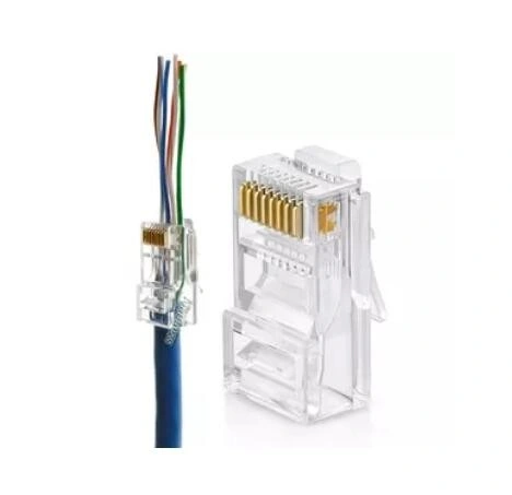 UTP RJ45 Pass Through Plug Ethernet Network Modular Plug 8p8c Cat5e/CAT6/CAT6A RJ45 Crystal Heads Connector
