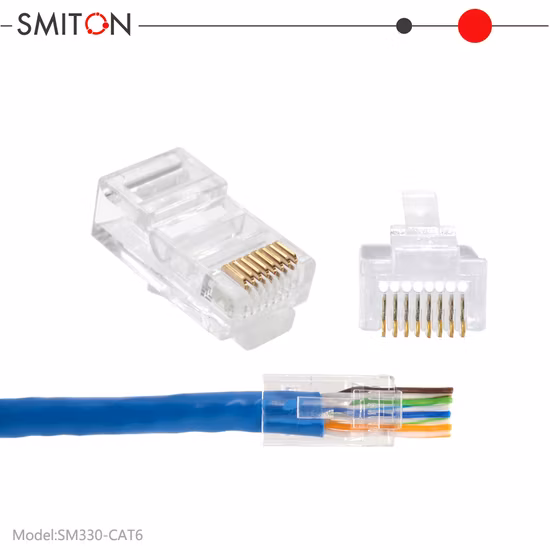 Ez RJ45 UTP Cat 6 Modular Plug 8p8c Ethernet Plug Pass Through Connector