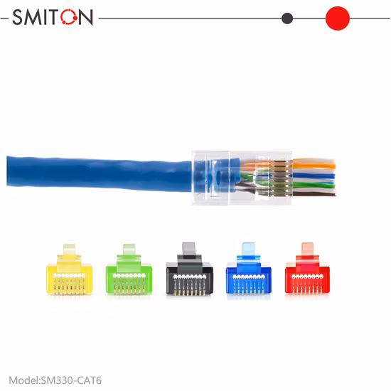 Ez RJ45 UTP Cat 6 Modular Plug 8p8c Ethernet Plug Pass Through Connector